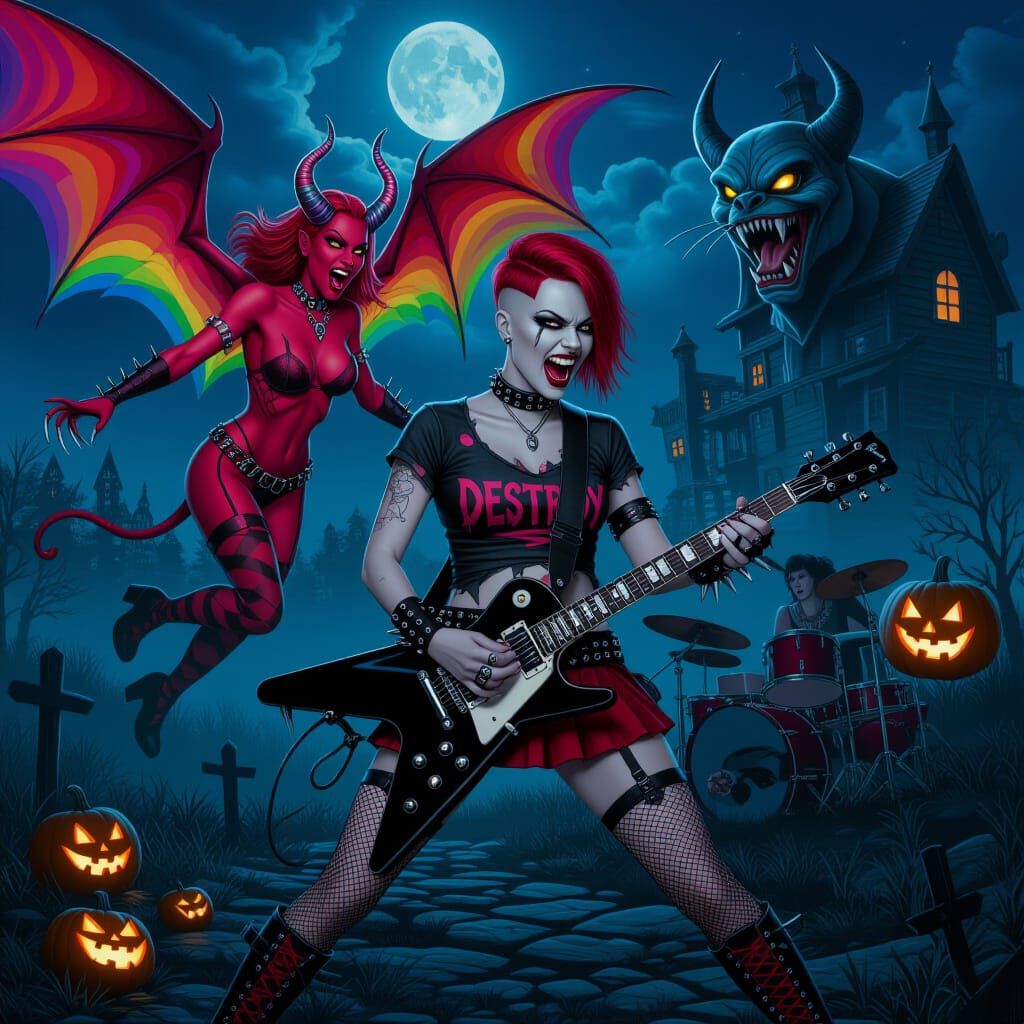 Vampire Crossover Scene in Neon-Darkness Style