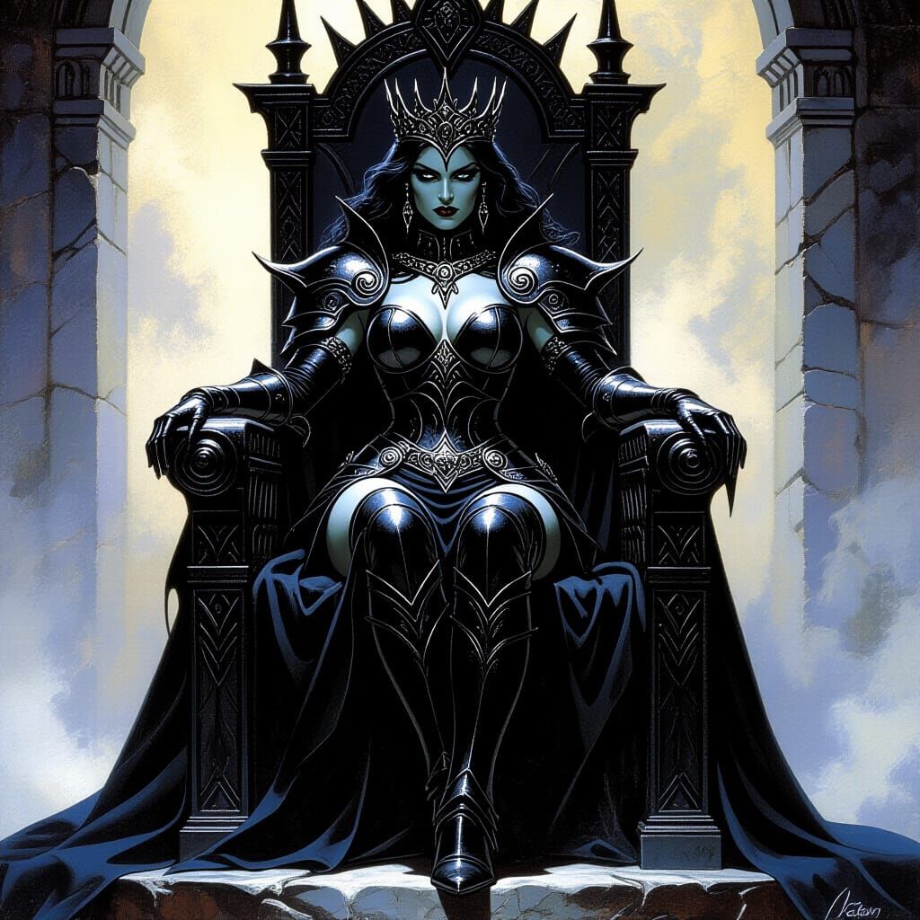 Dark Queen of Krynn in Fantasy Art Style