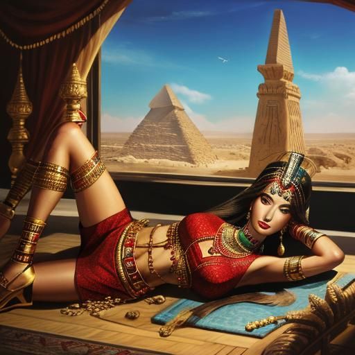 Egyptian Princess with Red Beaded Choker