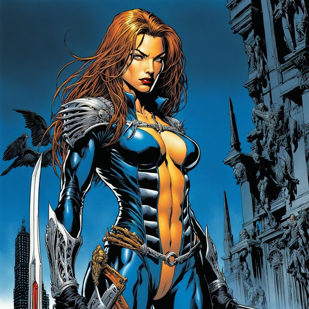 Witchblade Comic Art in Frank Miller Style
