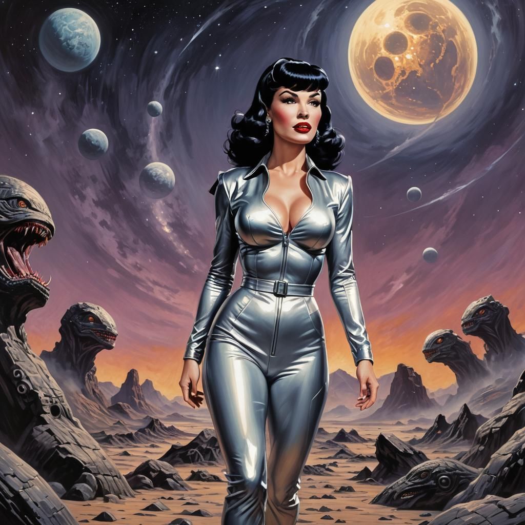 Retro Pulp Art of a Sci-Fi Pinup