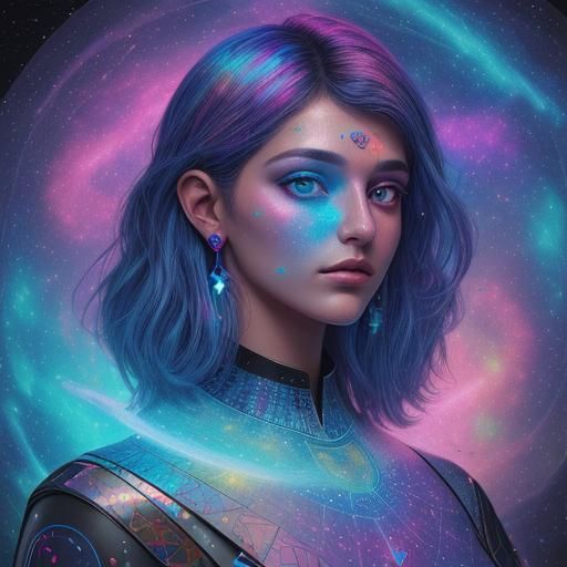 Holographic Cosmic Turkish Portrait by Pablo Amaringo