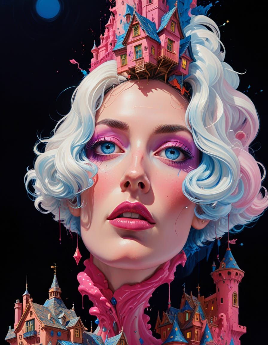 House of Castle Frankula Tranqula in Pop Surrealist Style