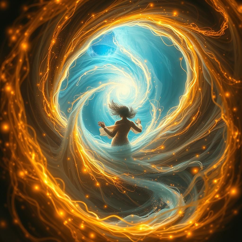 Golden Vortex Portal in Fantasy Realism Style