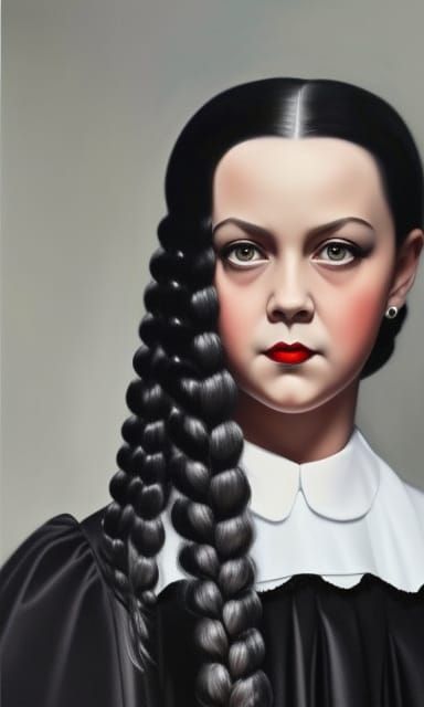 Realistic Portrait of Wednesday Addams, Full Length