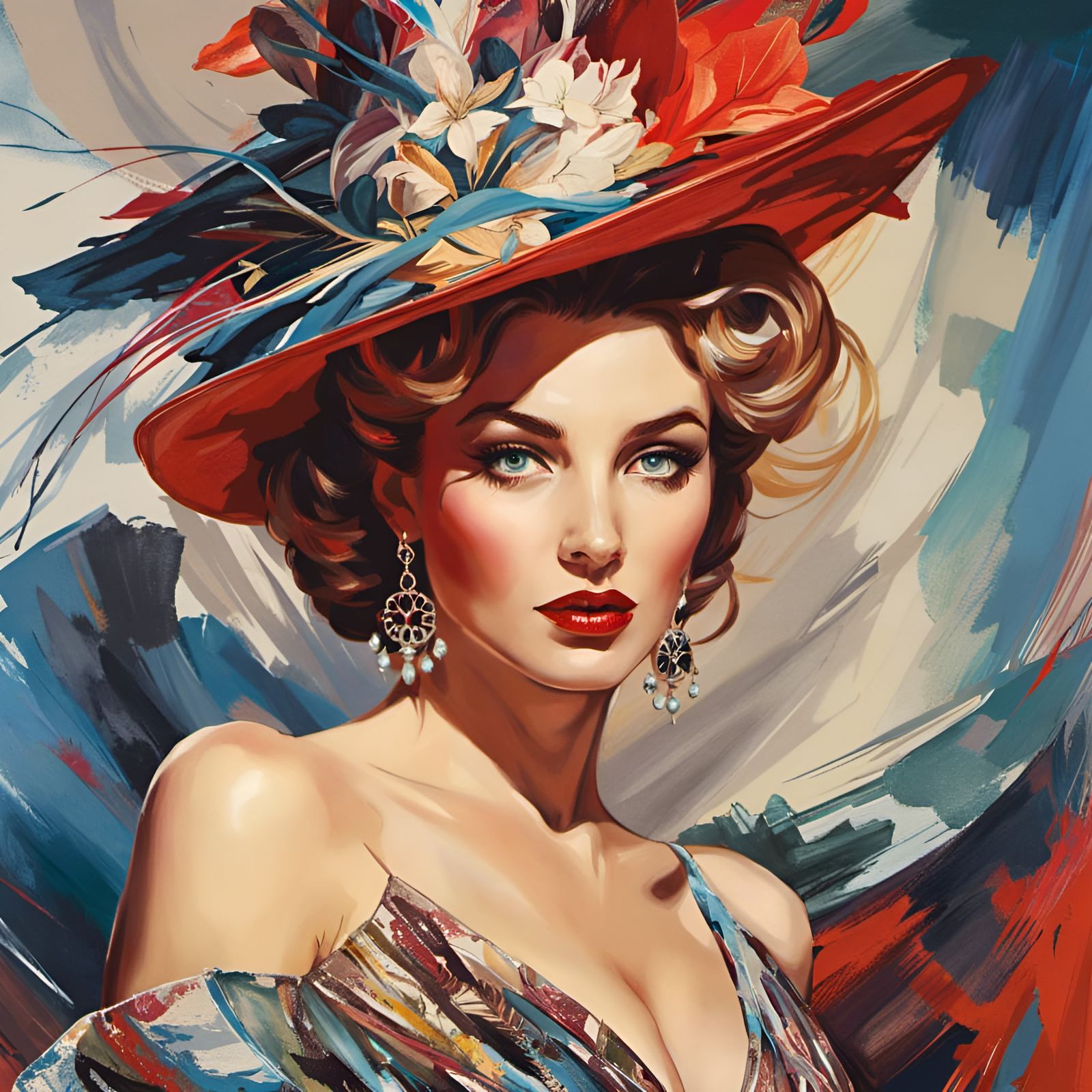 Beautiful Woman Portrait in Hyperrealistic Pin-Up Style