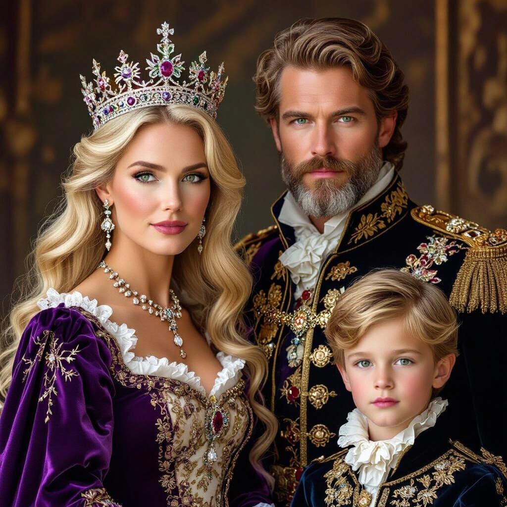 Regal Royal Family Portrait in Baroque Style