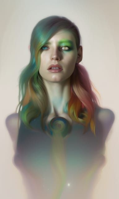 Glitchy Shapeshifting Woman Portrait in Hyperdetailed Digita...