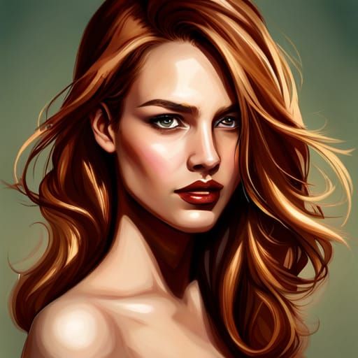 Auburn-Haired Woman: Hyperrealistic Fantasy Portrait