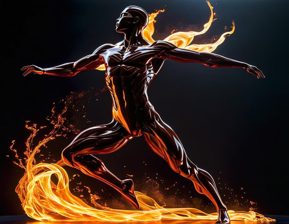 Dynamic Fire Dancer in Painterly Style