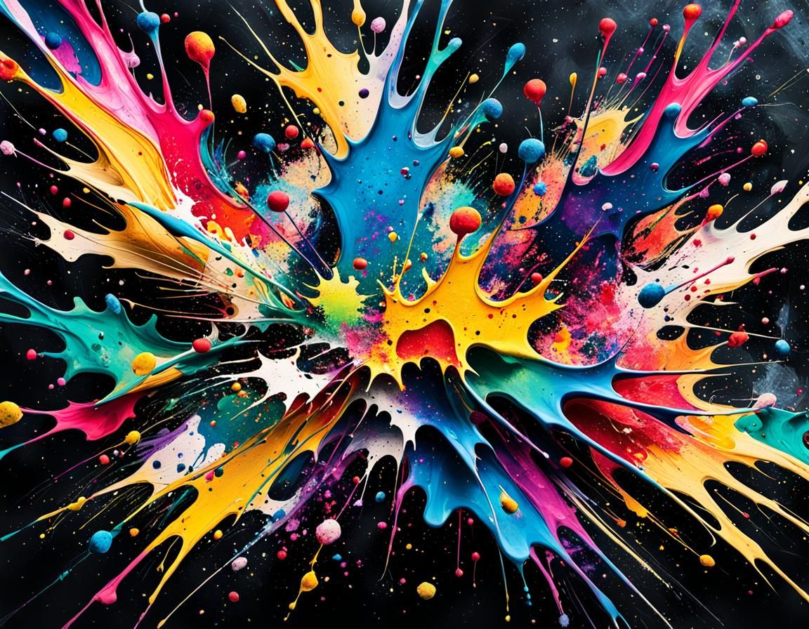 Abstract Expressionism Ink Splatter Universe Creation
