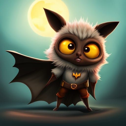 Fuzzy Batfolk Warrior with Angry Eyes in 3D