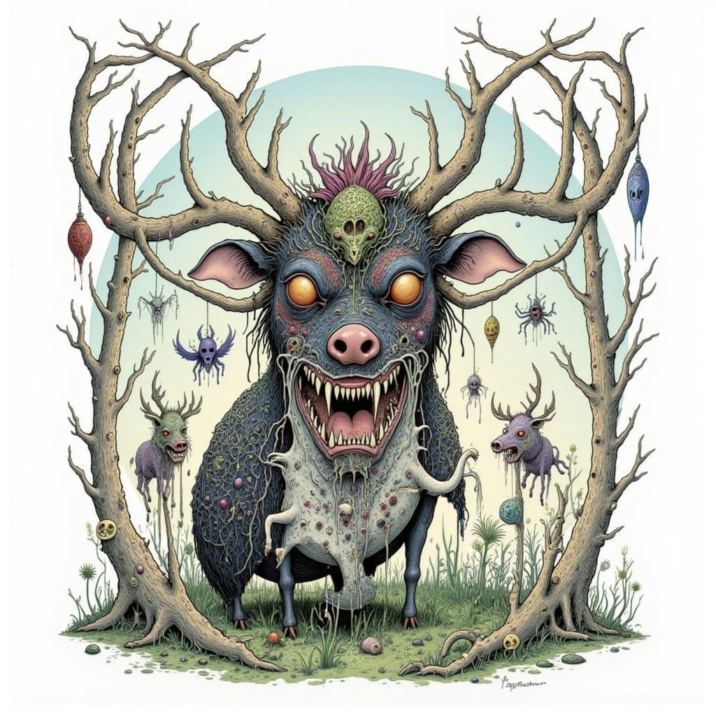 Enchanting Forest Scene with Mythical Creatures