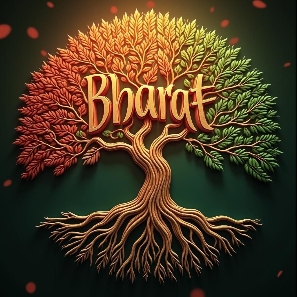 Elegant Bharat Roots Logo with Leafy Design