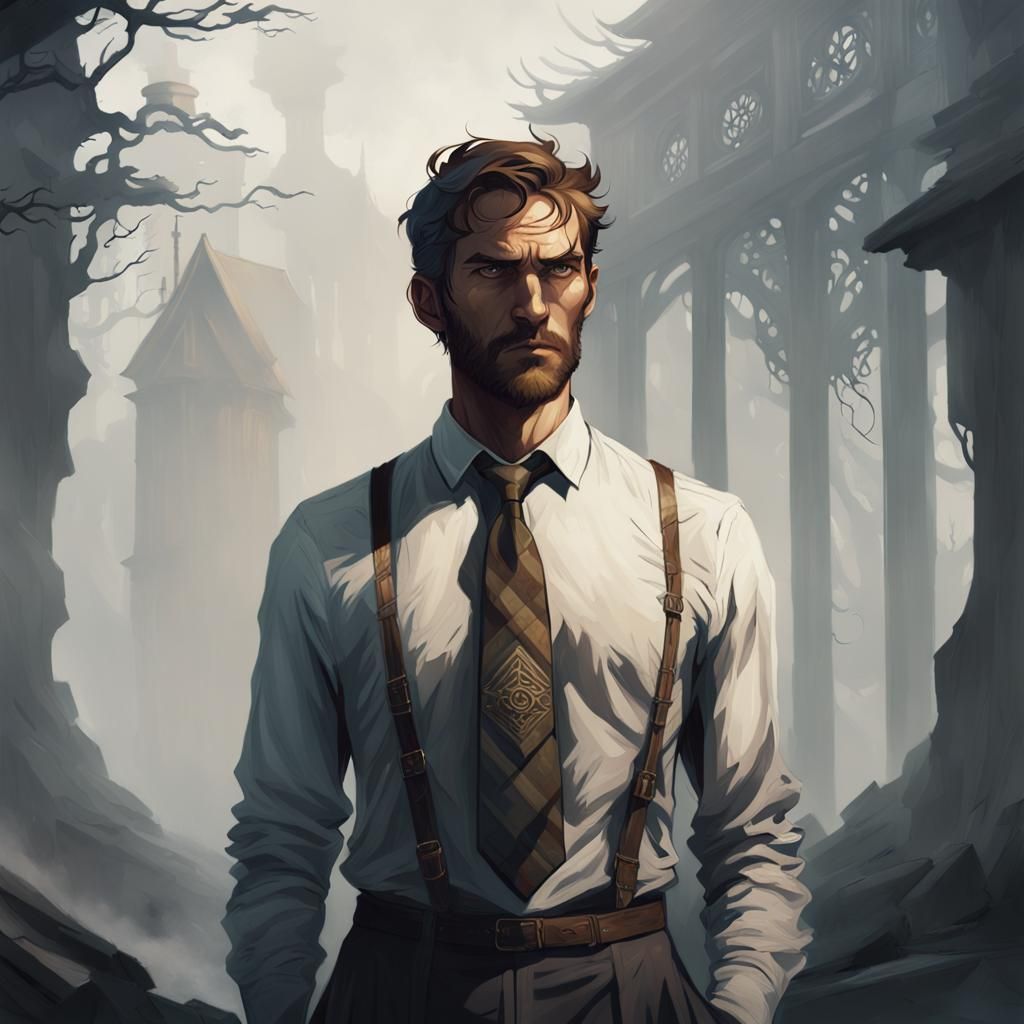 Mysterious Man in Shadowy Norse Portrait