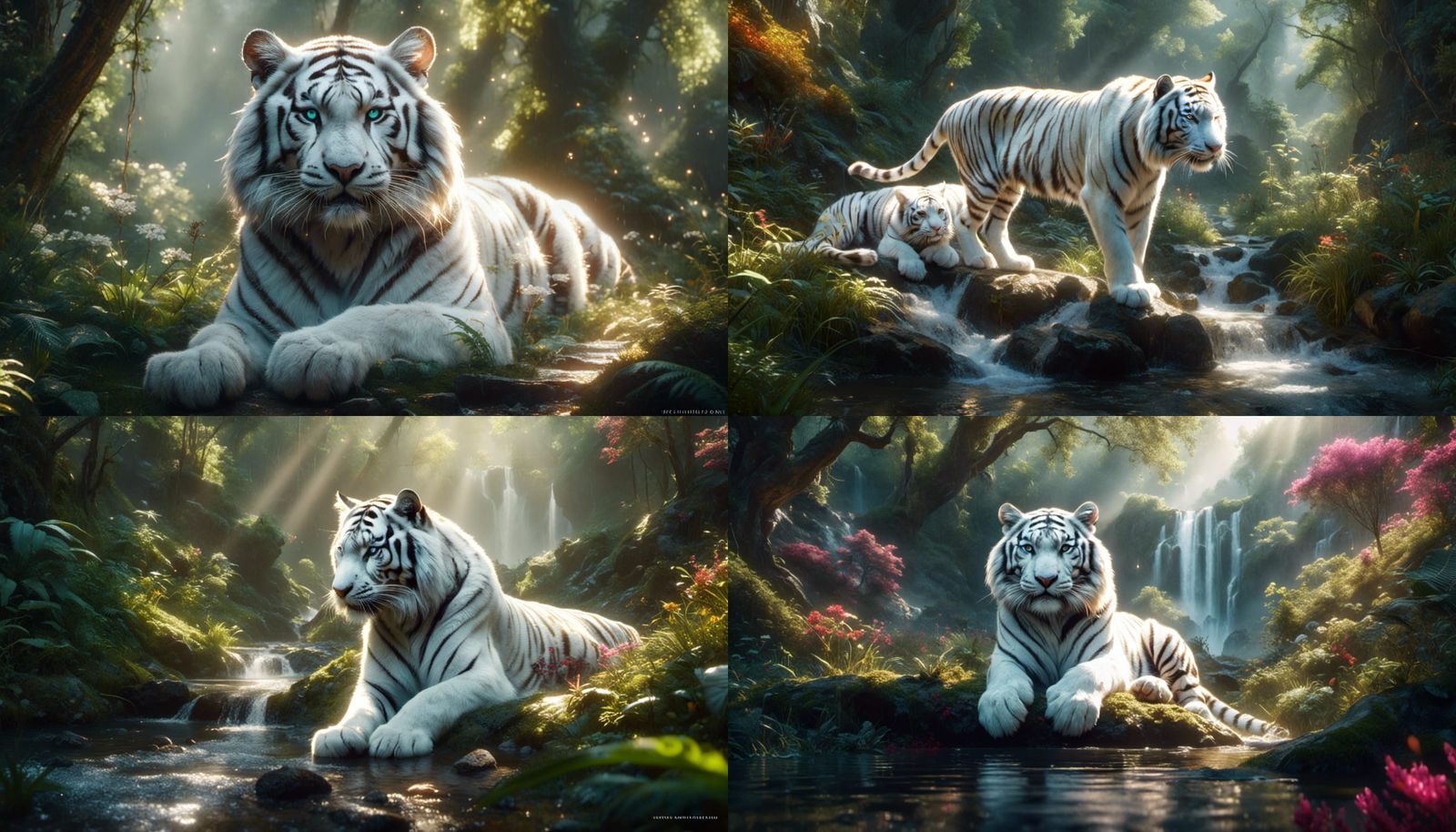 White Siberian Tiger in Jungle Sunlight