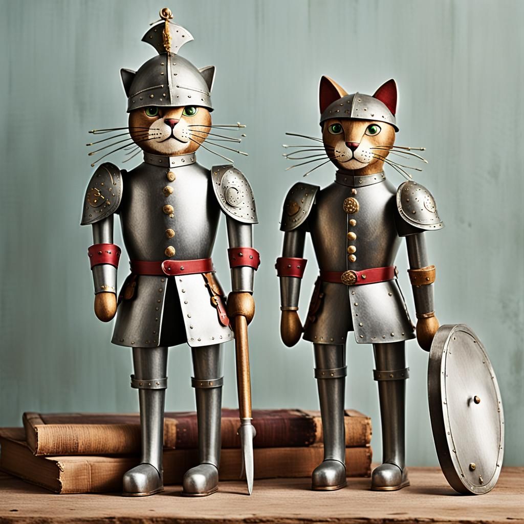Brave Tin Cat Soldier in Children's Room