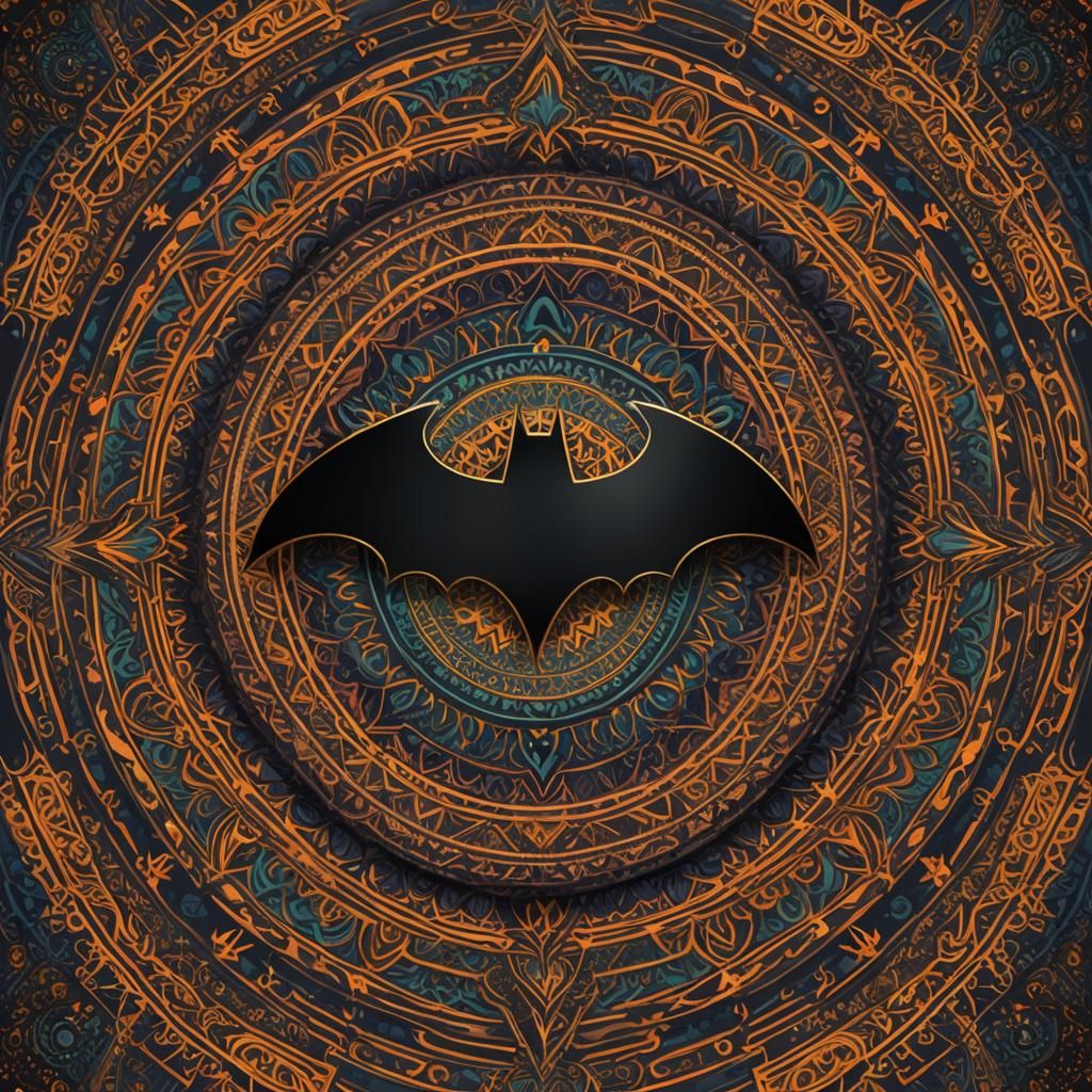 Batman Symbol Merged with Indian Mandala Art