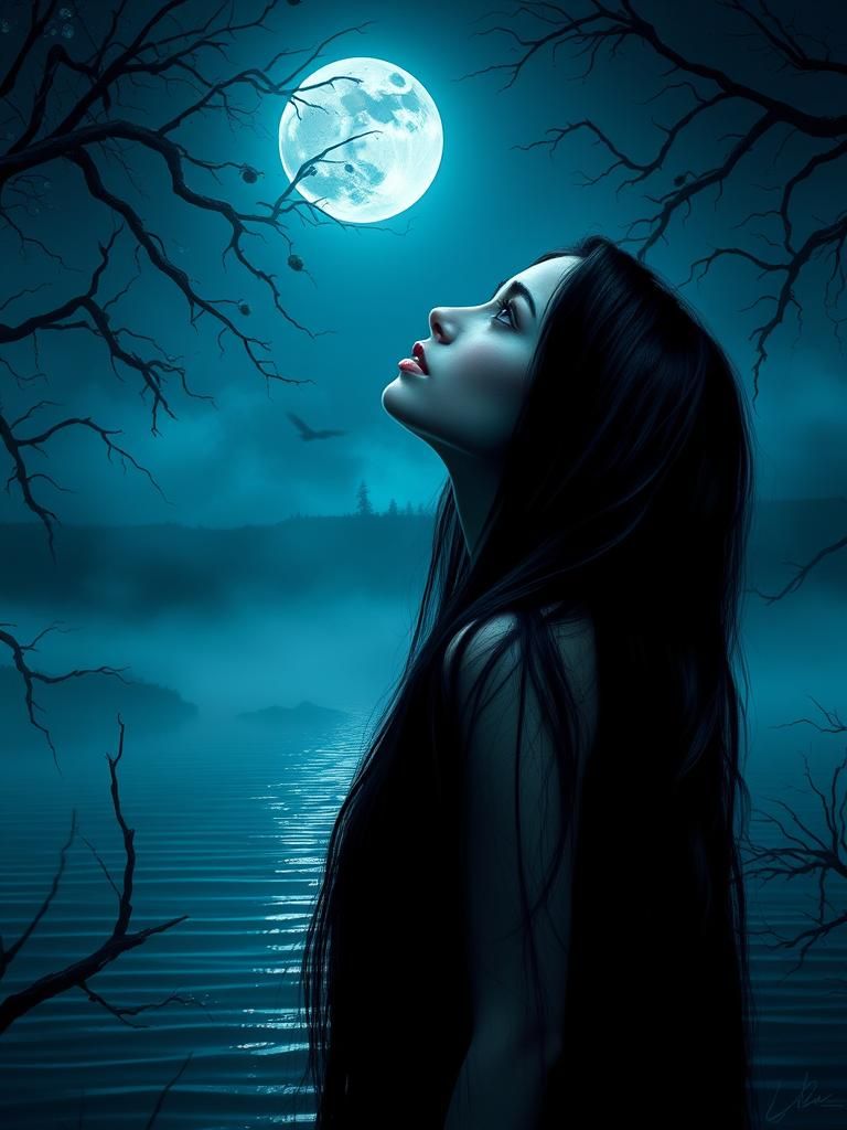 Weeping Woman at the Lake: a Haunting Digital Painting