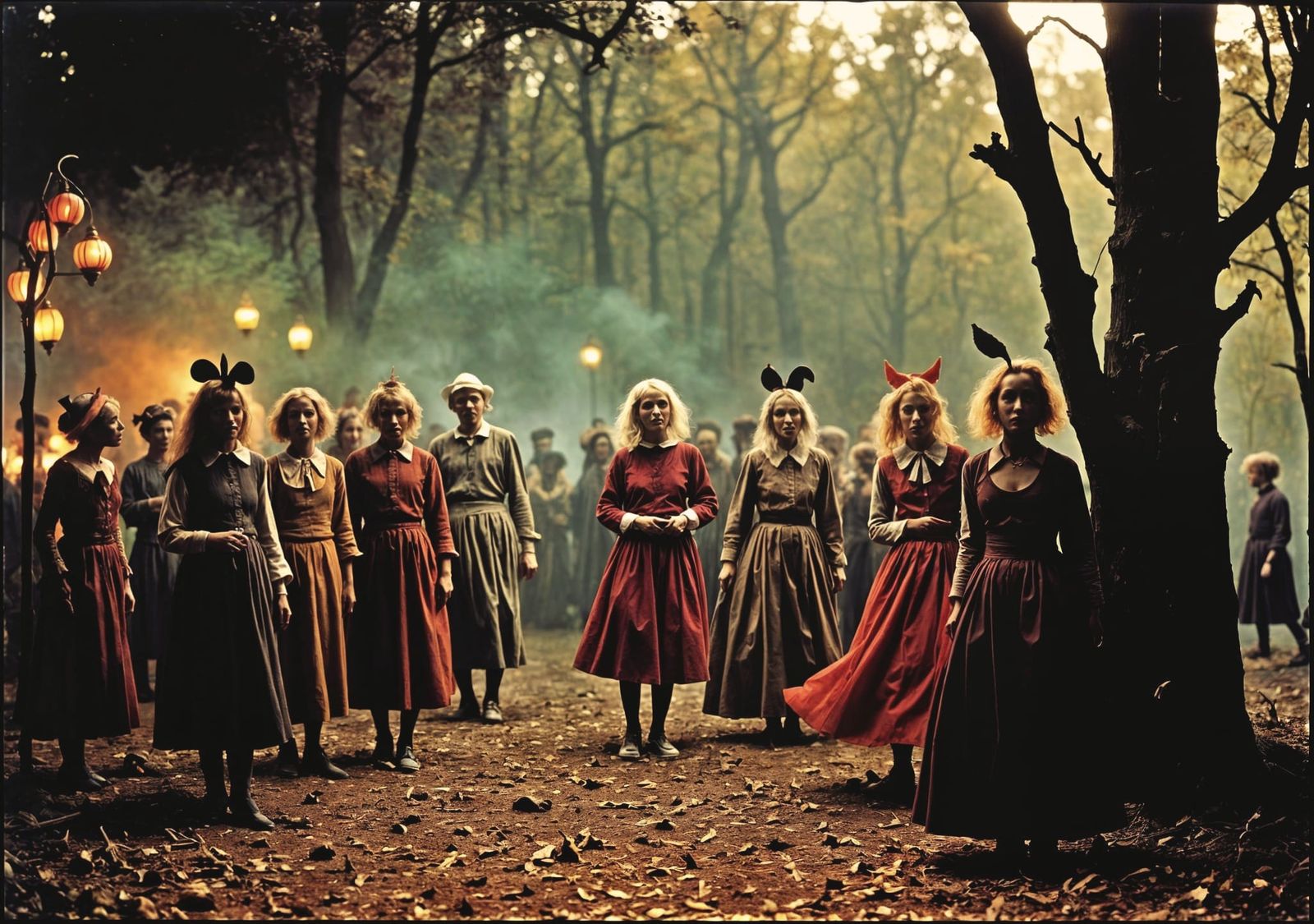 Festive Samhain Celebration with Traditional Clothing