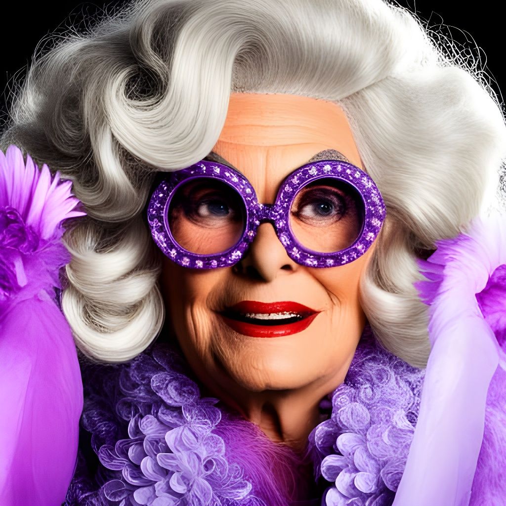 Dame Edna Everage in Diamanté Cat-Eye Glasses