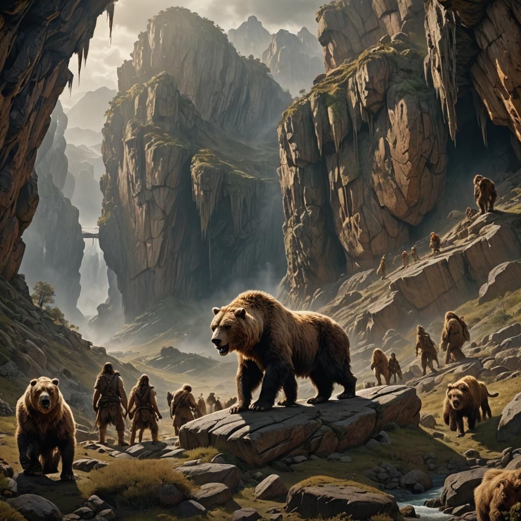 Epic Cave Bear Scene: Digital Matte Painting