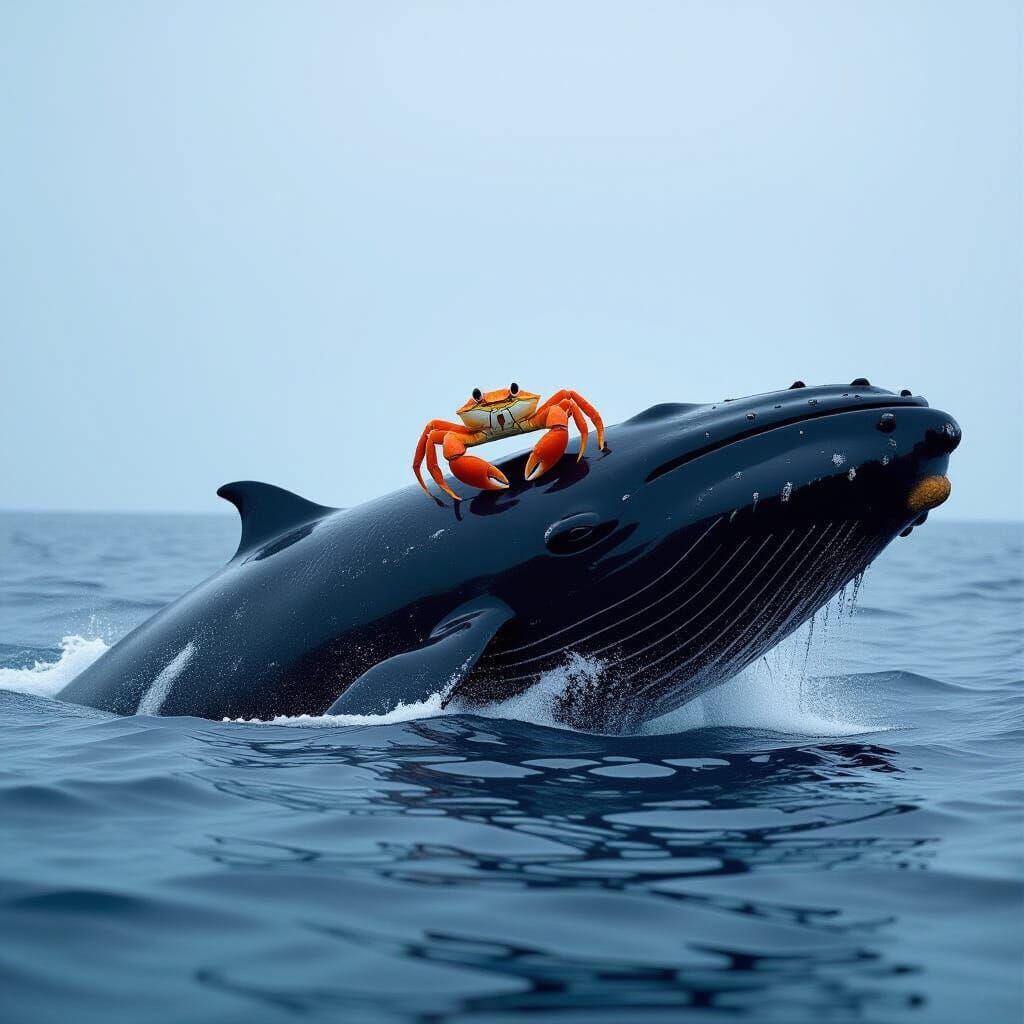 Tiny Crab on Giant Whale