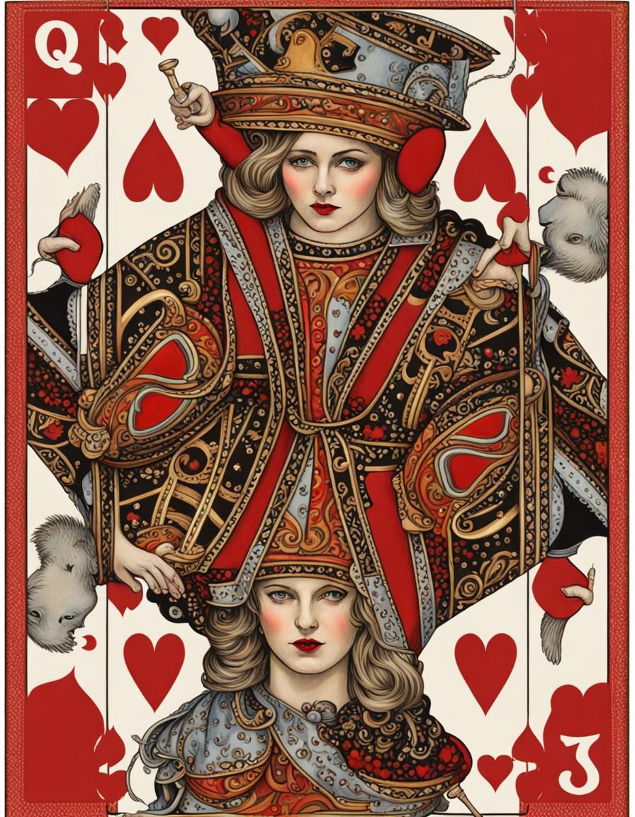 Queen of Hearts Card in Greeting Card Style