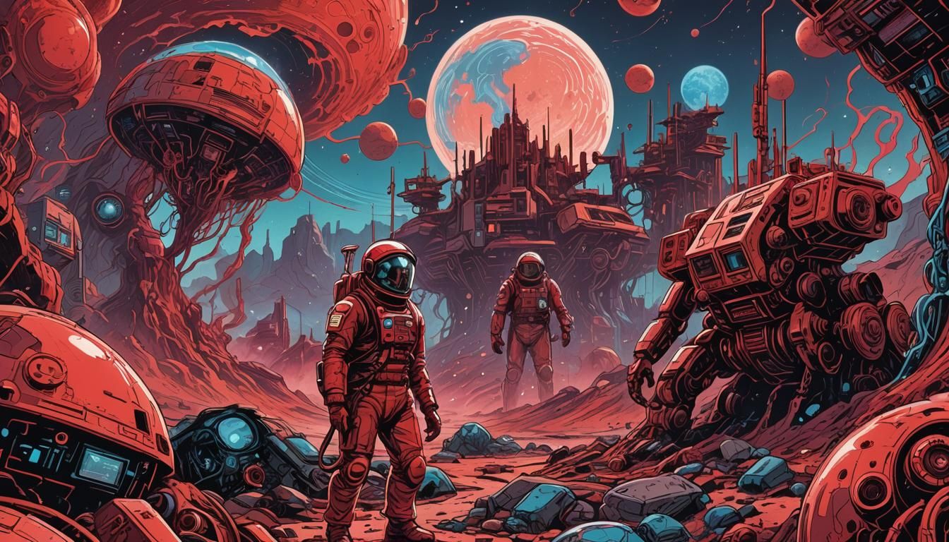 Cydonia Mars Bio-Transistor in Polish Comic Style