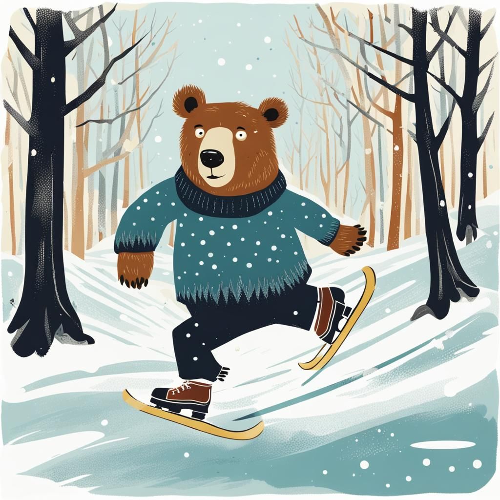 Ice skating bear