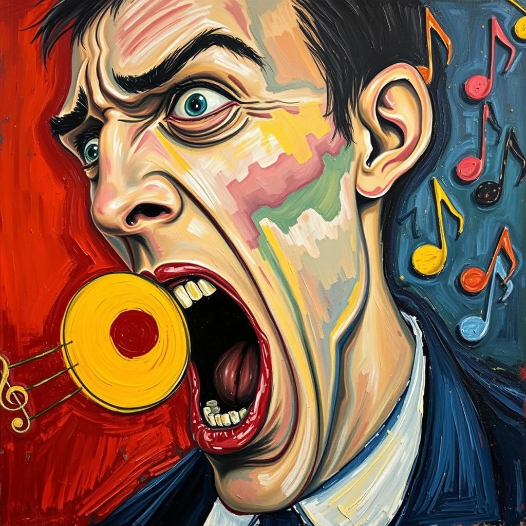 Frightened Musician in Expressionist Style