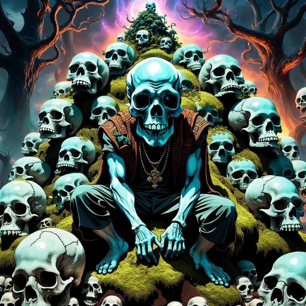 Mumbo Jumbo's Eerie Skull Throne in Photorealism