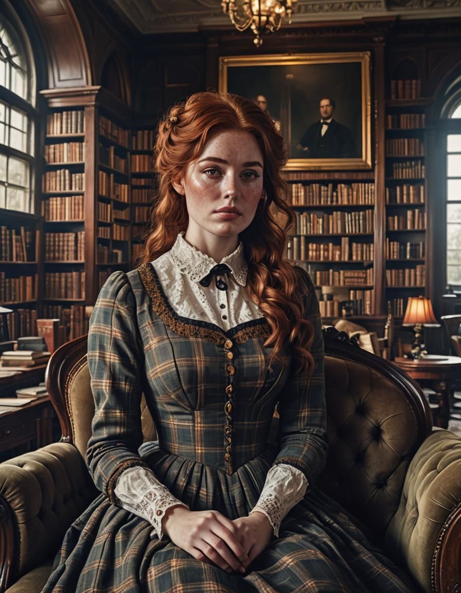 Victorian Woman in Library: Digital Matte Painting