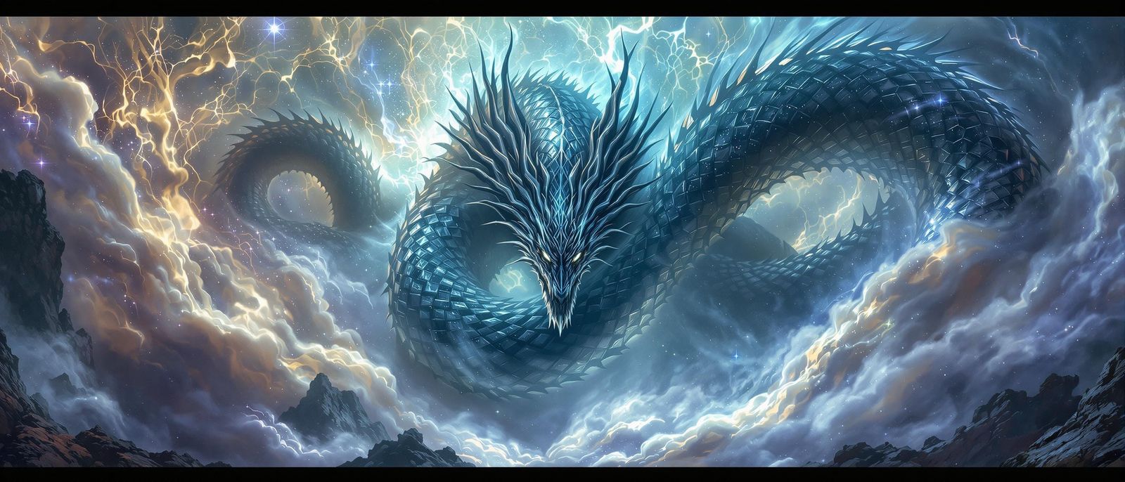 Serpent Goddess of the Ocean in Biomechanical Dreamscape