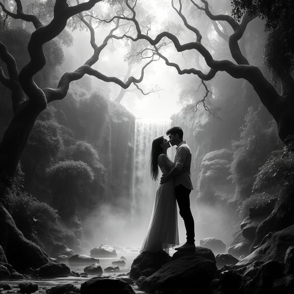 Timeless Couple in Monochromatic Forest Elegance