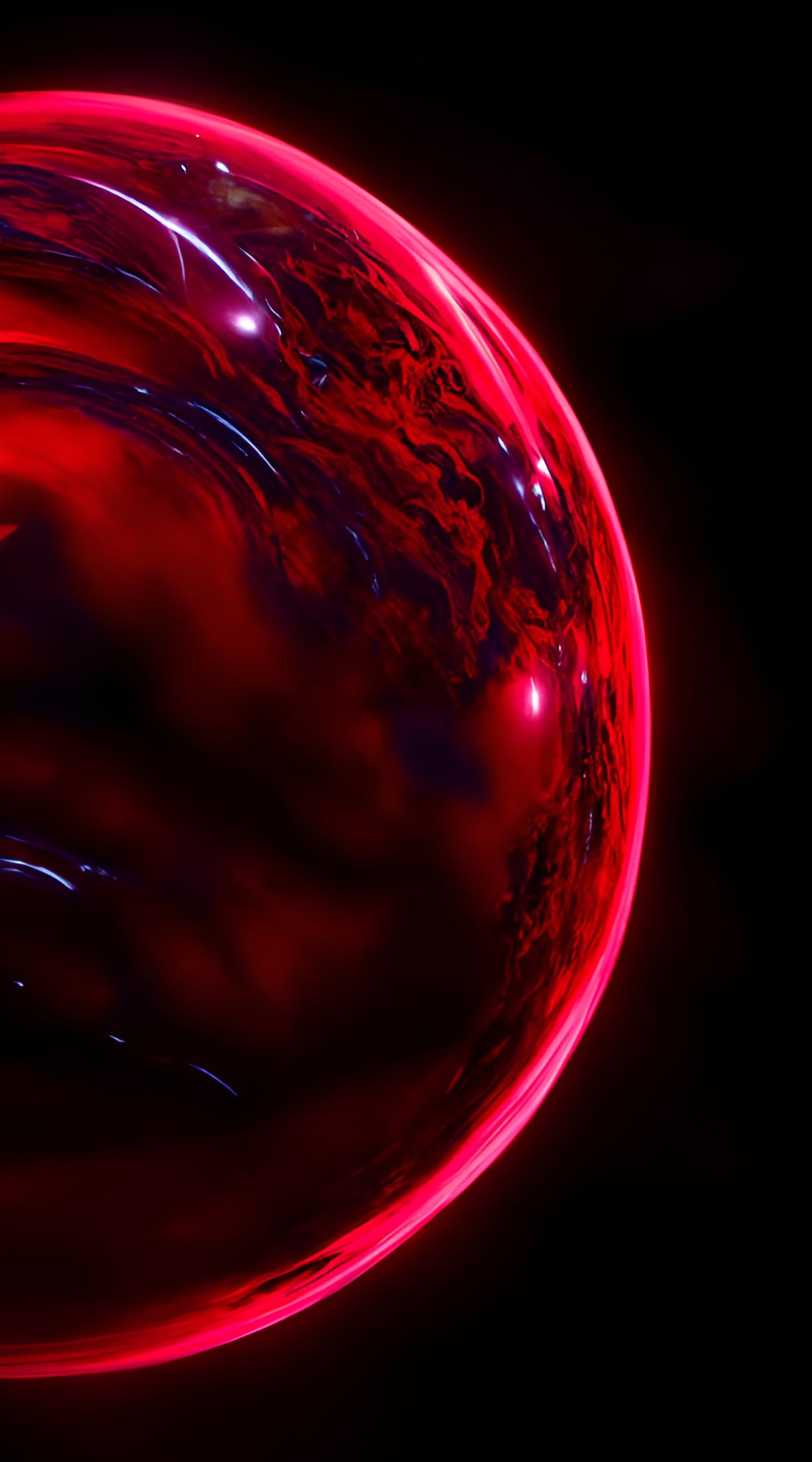 Neon Red Planet Ablaze in Sci-Fi Outer Space