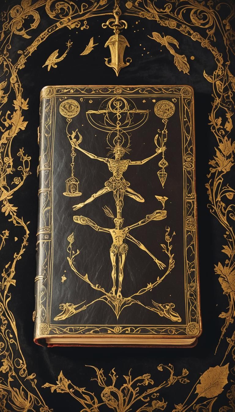 Surreal Tarot Book with The Hanged Man Card