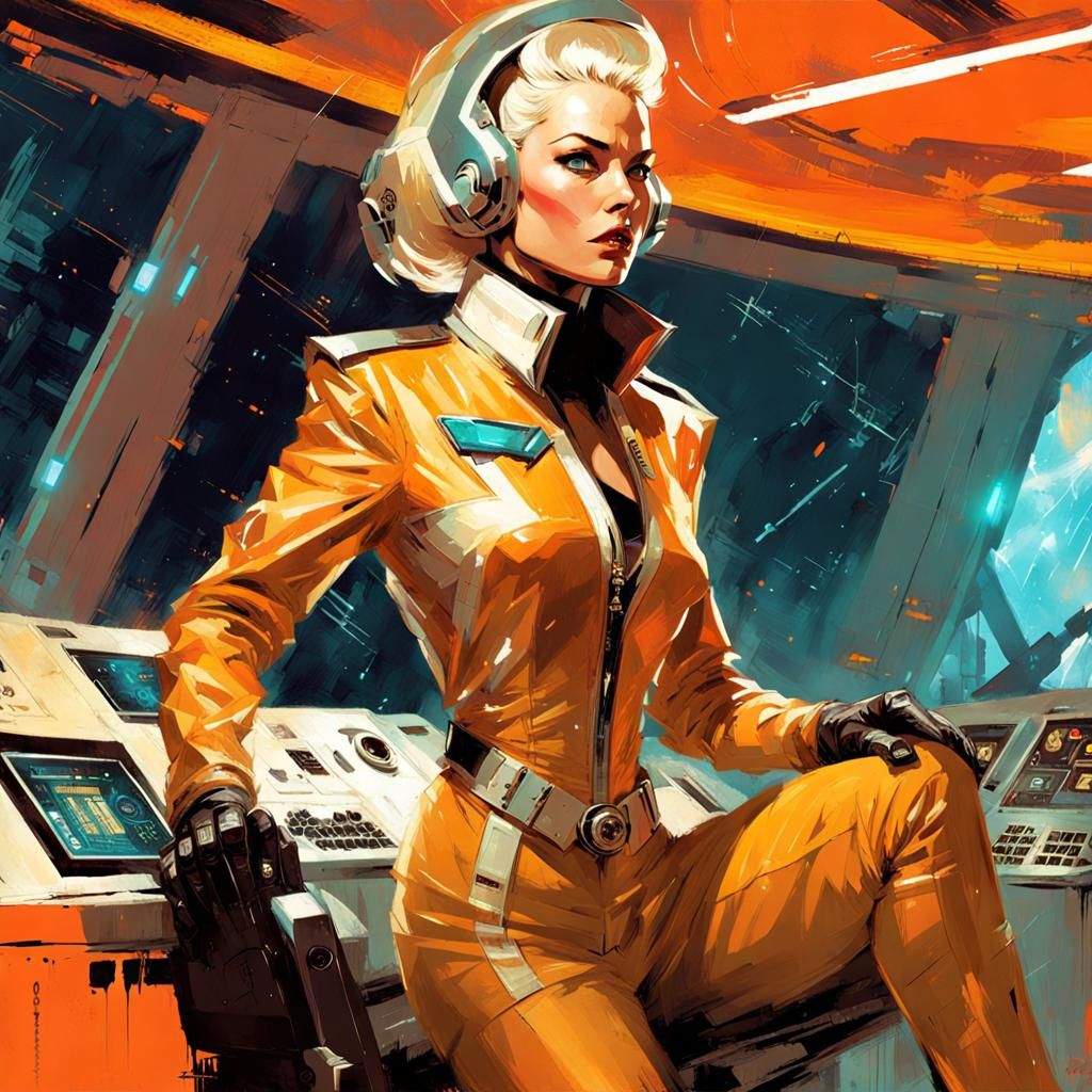 Retrofuturistic Starship Commander in Headquarters