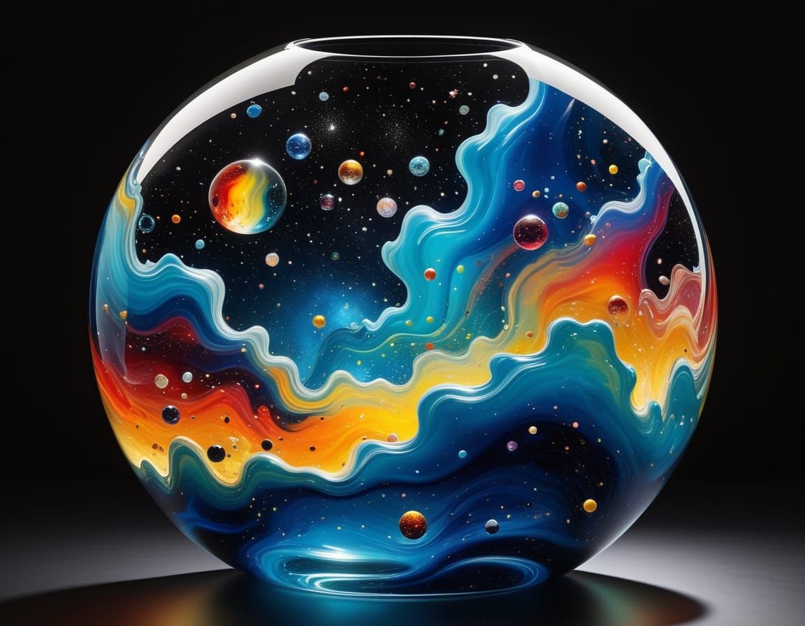 Cosmic Nebula of Blown Glass in Surreal Space