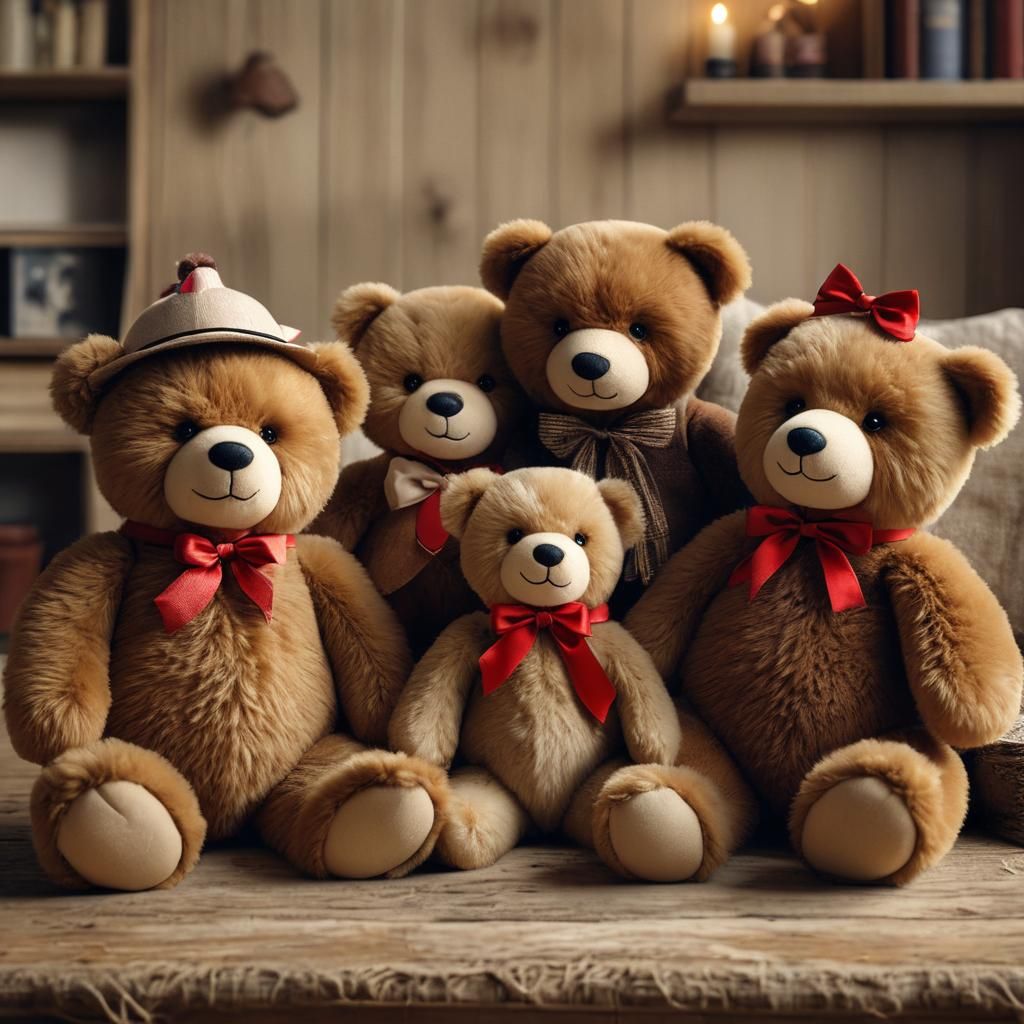 Adorable Teddy Bears in a Cozy Room