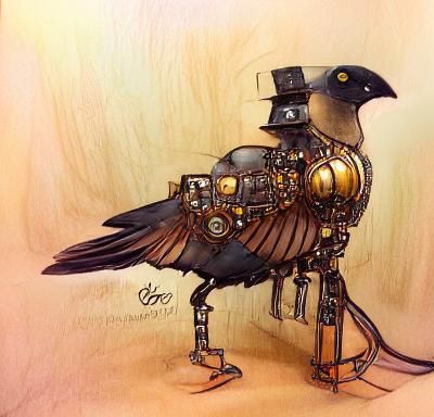 Steampunk Robot Crow: Mechanical Marvel