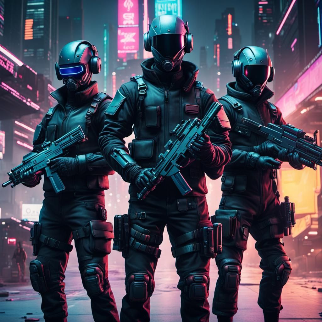Cyberpunk Gang: Tailored Armor and Submachine Guns