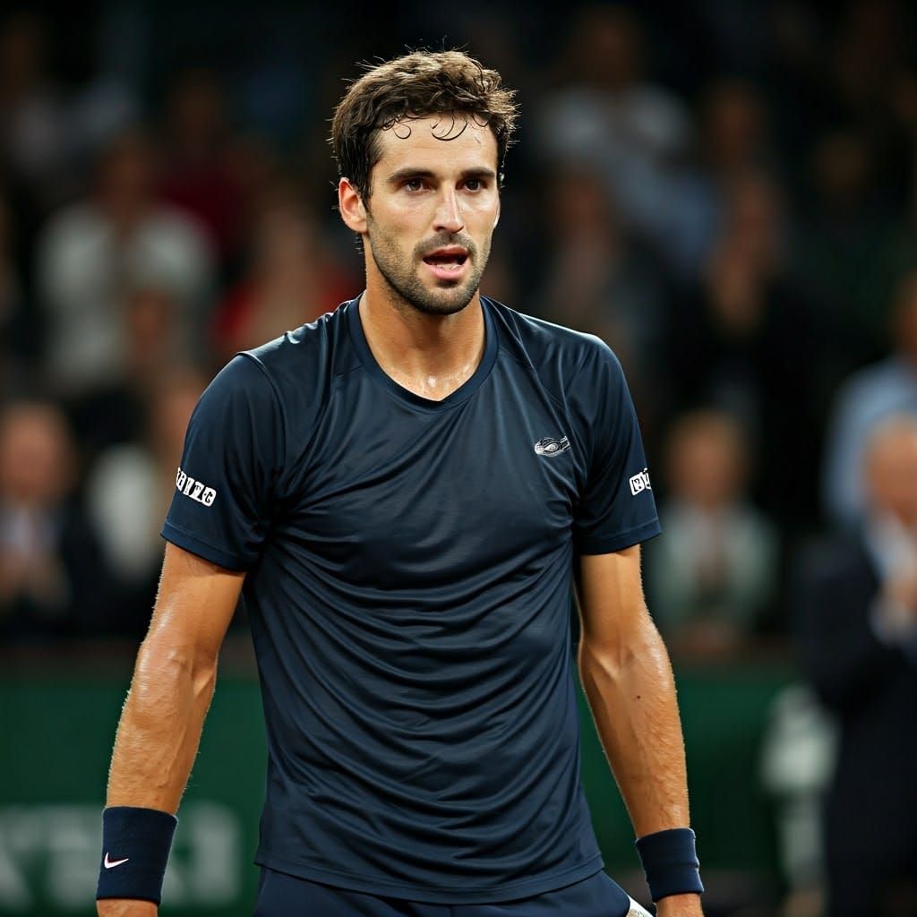 Tennis Player Victory Celebration at Roland-Garros