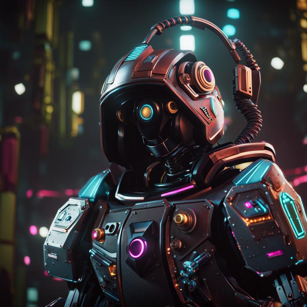 Robot Dances to 80s Music in Cartoon Style