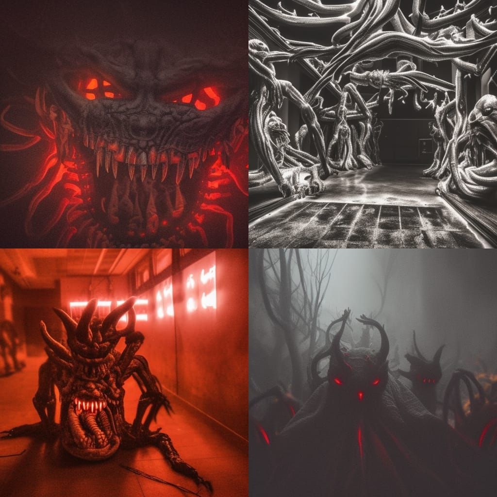 Creepy Demons in Dark Chaos: Cinematic Photograph