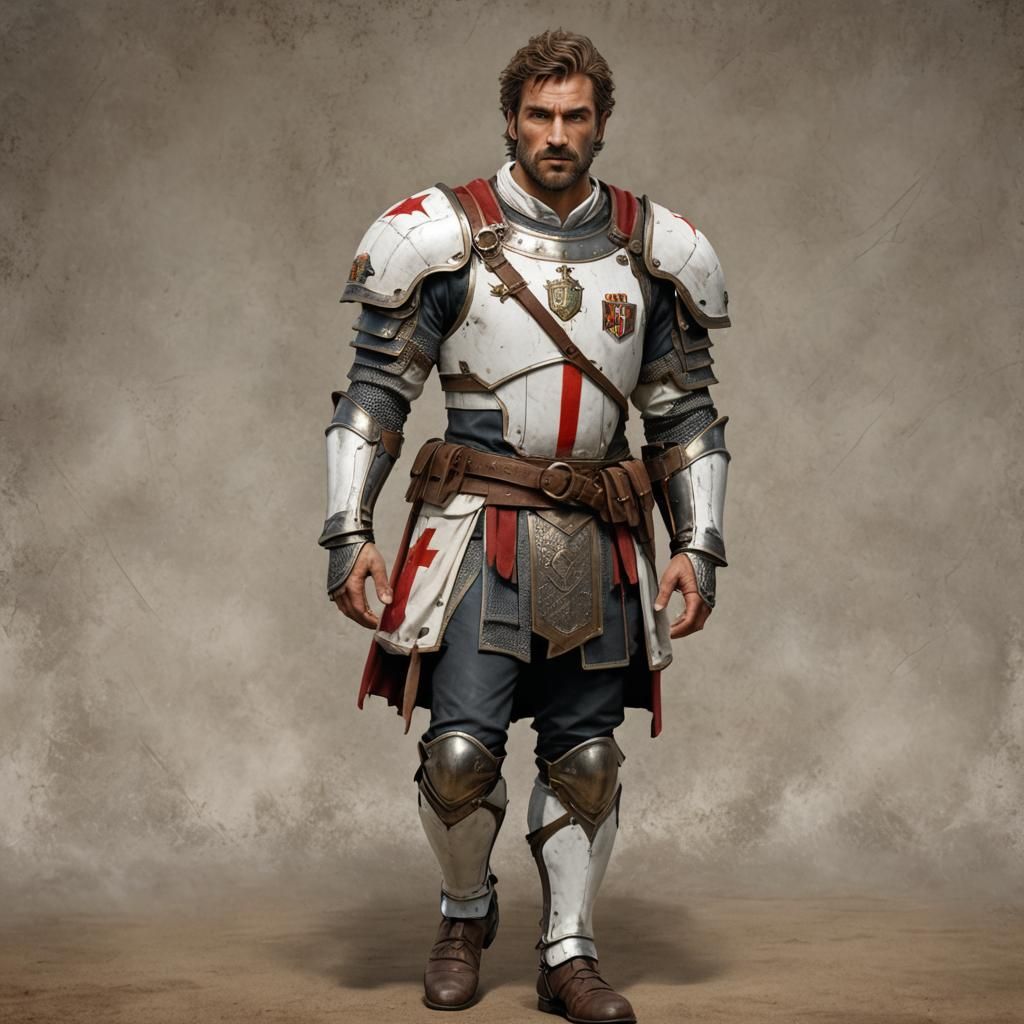 Soccer Player in Paladin Armor: Photorealistic Fantasy Art