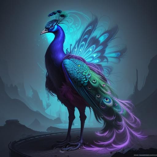 Neon Peacock Fantasy Concept Art