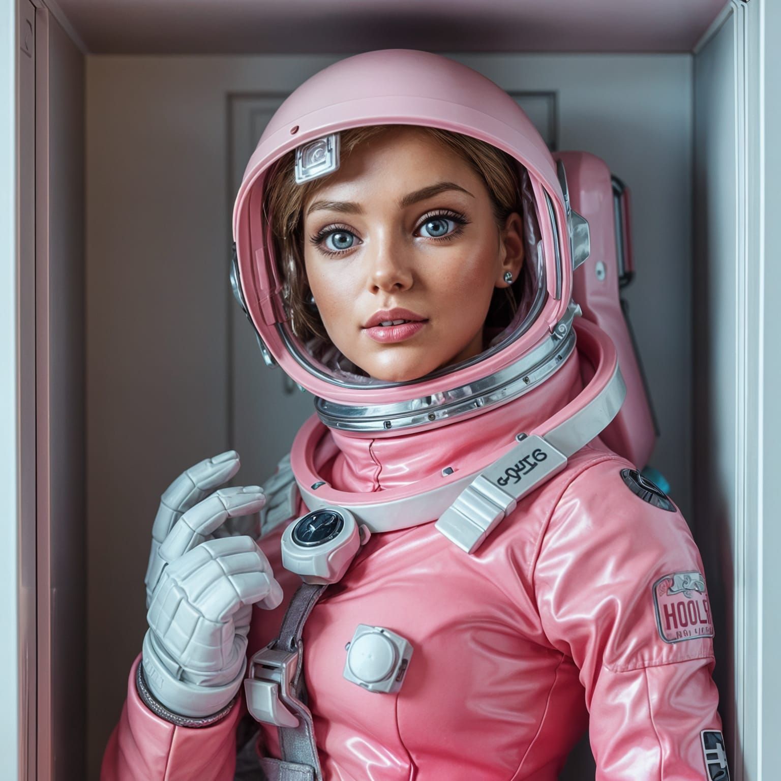 Hyperrealistic Barbie in a Box with Pink Spacesuit