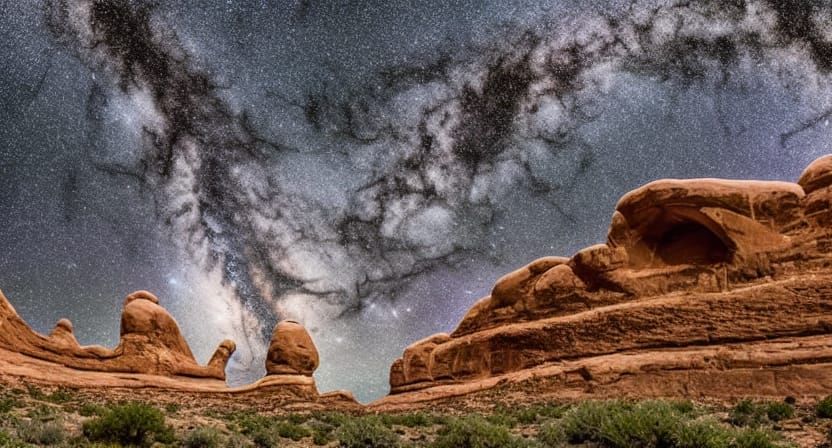 Arches National Park at Night with Milky Way
