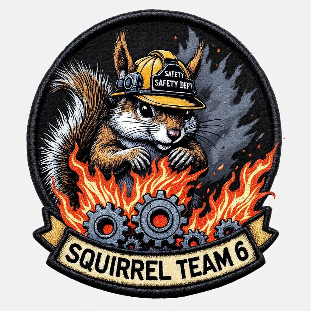 Squirrel in Safety Gear Sorting Burning Gears in a Tactical ...